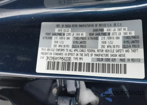 2023 Mazda Cx-30 2.5 S z USA, uszkodzony, nr VIN 3MVDMBAM1PM542295